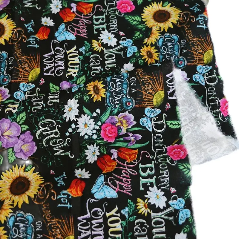 110 хлопковая ткань с принтом в виде черного подсолнуха 50 см * 100% детский домашний