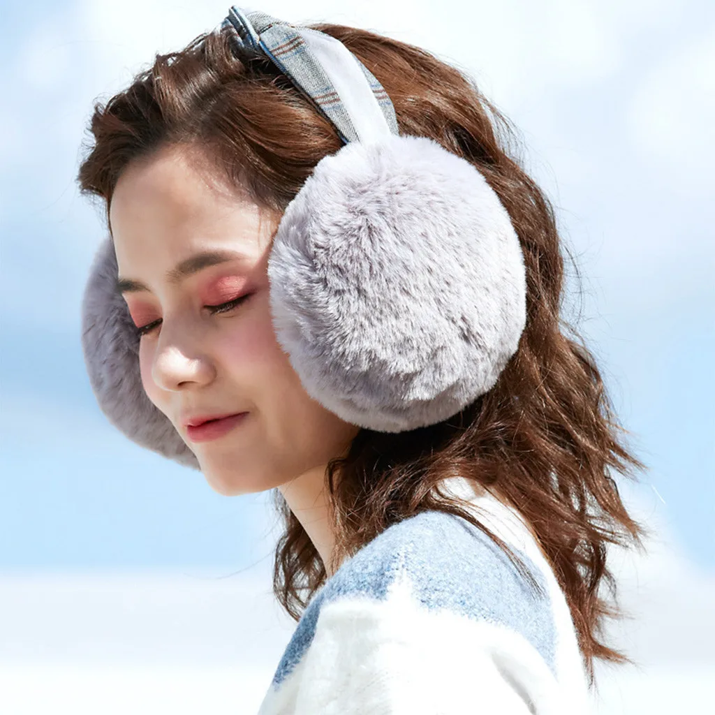 2019 однотонные женские складывающиеся зимние наушники в клетку с узлом из