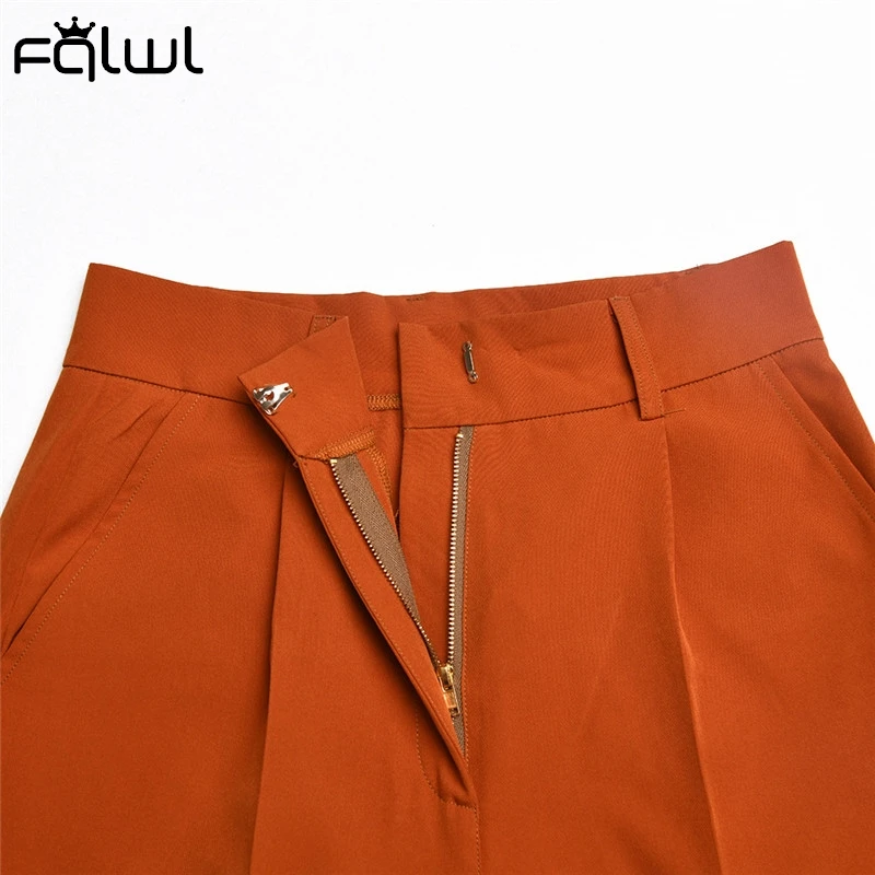 

FQLWL Straight Leg High Wasit Pants Women Casual Trouser Female Office Pants Ladies Black Pants 2020 Fall Winter Pants Women
