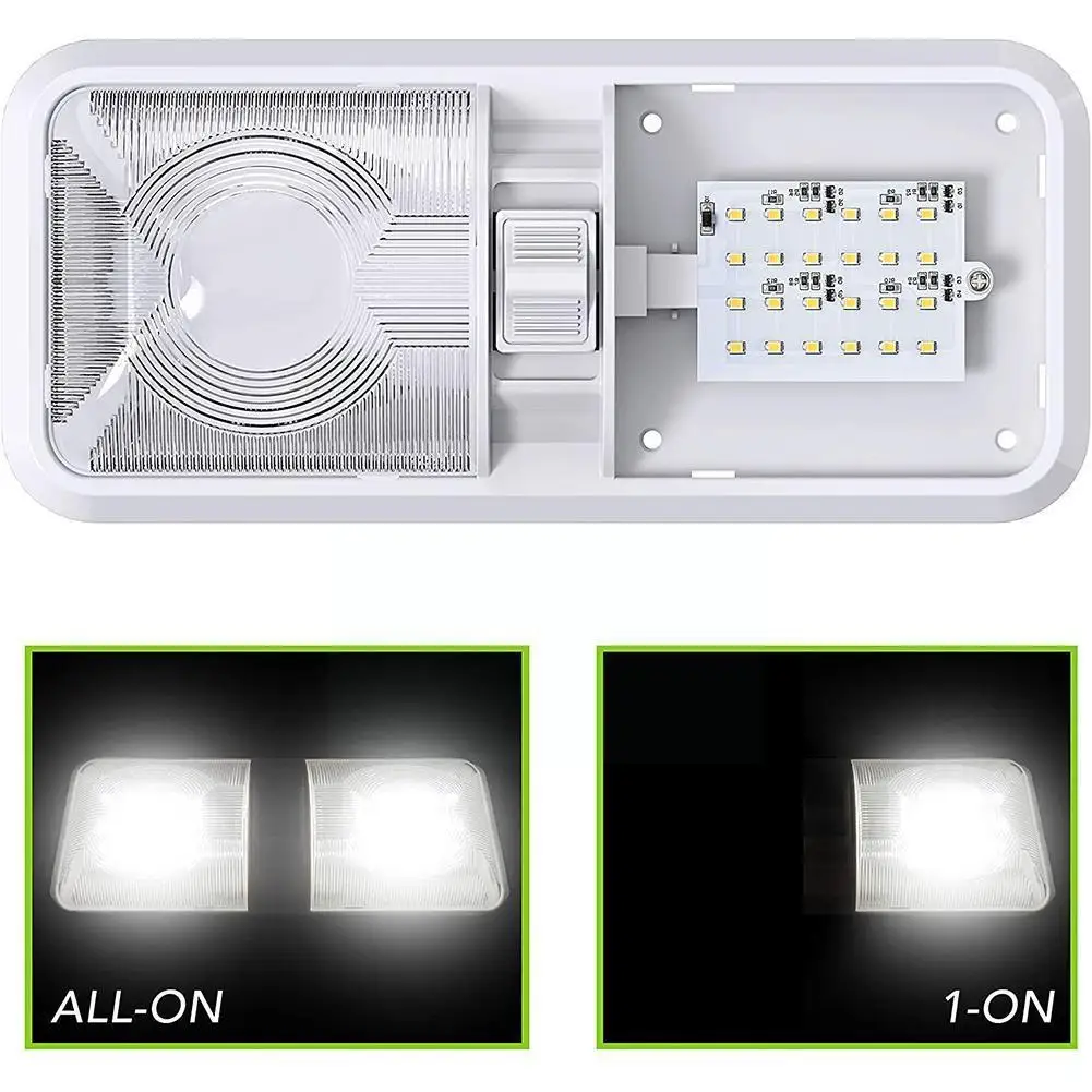 

1pcs 12V 48LED RV LED Light 4500K Ceiling Fixture Camper Wholesale Light Dome Marine light Quick Double delivery RV Trailer N1F1