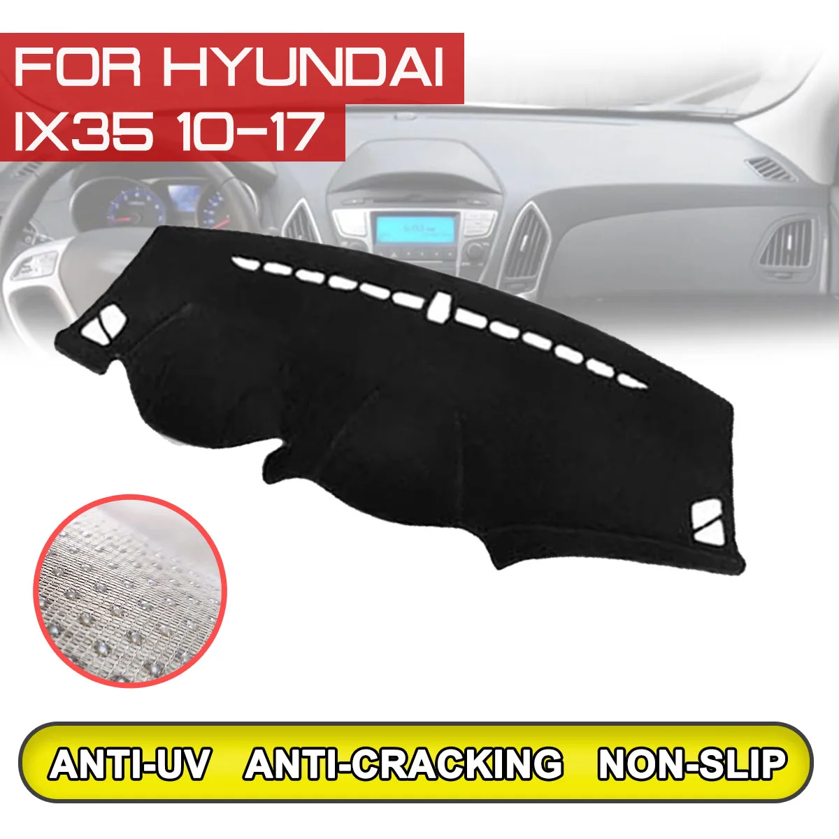 

Для Hyundai ix35 2010 2011 2012 2013 2014 2015-2017 приборной панели автомобиля коврик анти-грязный Non-slip Dash крышка коврик Защита от ультрафиолетовых лучей тени