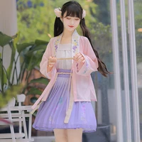 new chinese style thin sunscreen shirt improved hanfu song made hansu short violet women three piece suit
