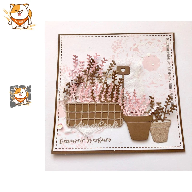 Металлический трафарет для высечки растений в горшке скрапбукинга сделай сам