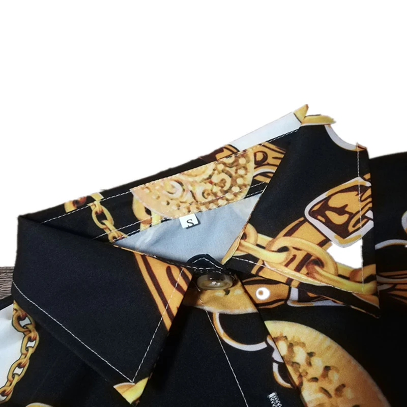 

Lucyever 2021 New Women's Summer Sexy Long Blouse Chain Print Short Sleeve V-Neck Button Ladies Blouse Elegant Shirts Clothing
