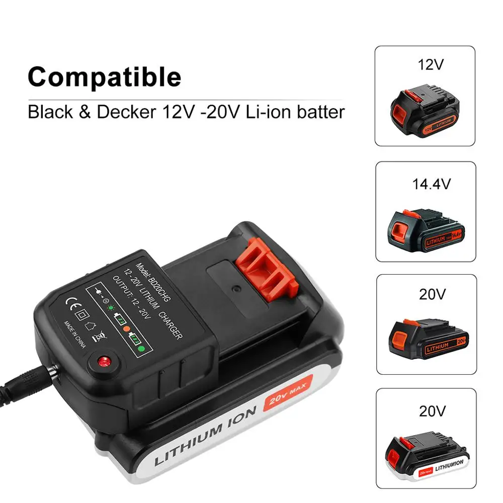 

Li-ion Battery Charger for Black and Decker 20V Series LBXR20 LBXR20-OPE LB20 LBX20 LBX4020 LB2X4020 LBXR2020-OPE