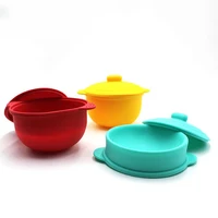 childrens portable travel silicone folding bowl outdoor travel tableware can be folded with lid and silicone spoon
