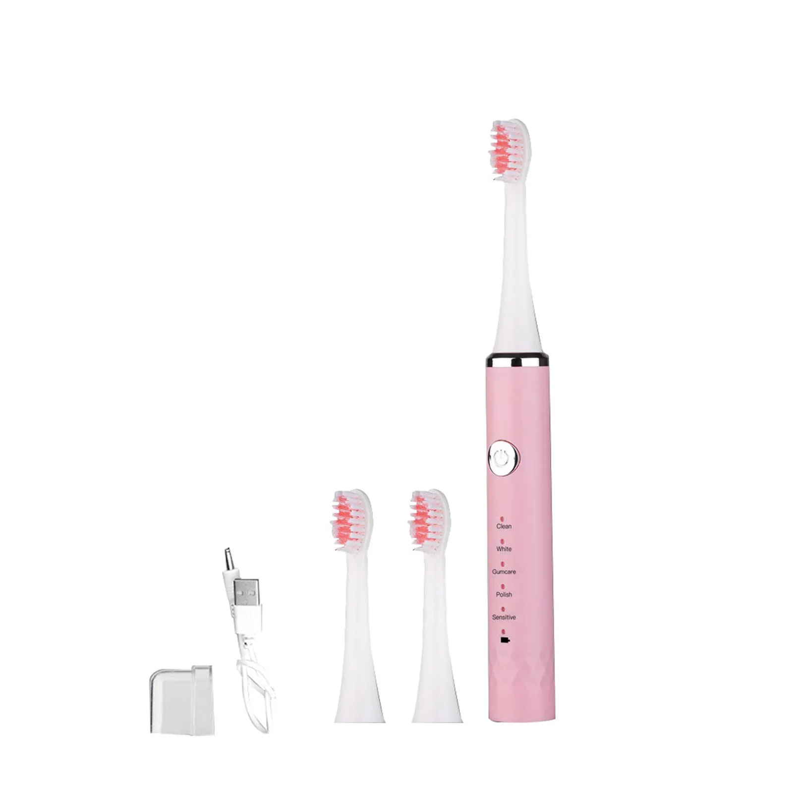 

Sonic Toothbrush Waterproof USB Rechargeable Electric Toothbrush Adult Teeth Whitening With Replacement Brush Heads