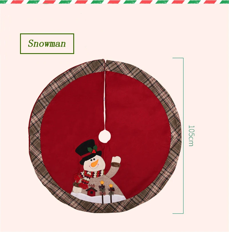 

105CM Christmas Tree Skirt Fabric Santa Claus Print Christmas Decorations For Home New Year Noel Dinner Party Decorations