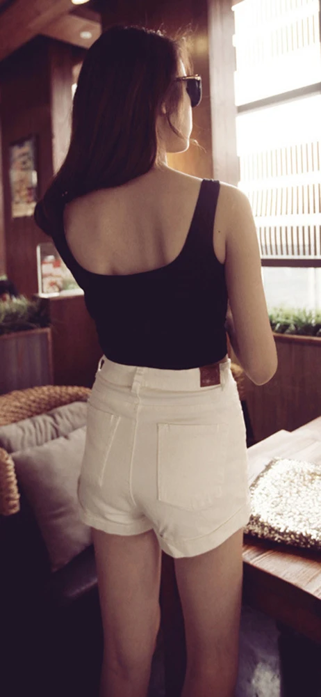 Топ женский облегающий без рукавов пикантный однотонный топ с U-образным вырезом