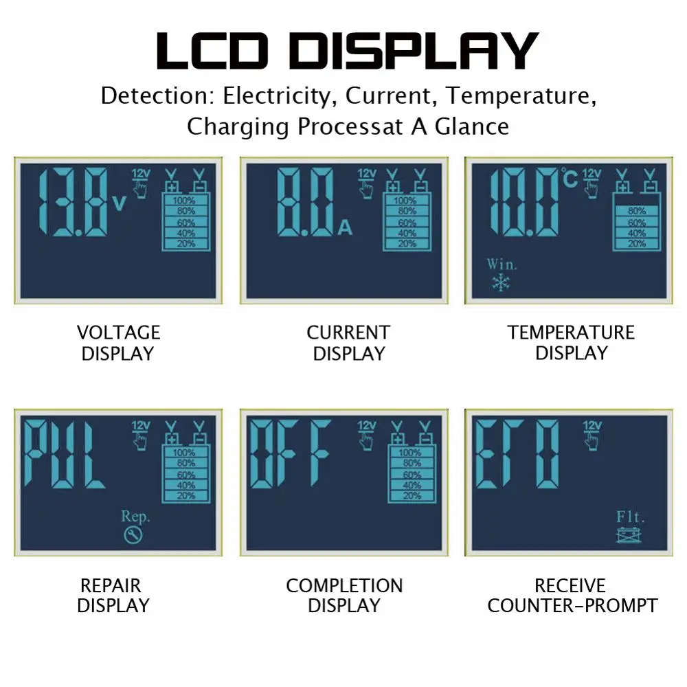 8A полный автоматическое зарядное устройство для автомобильного аккумулятора