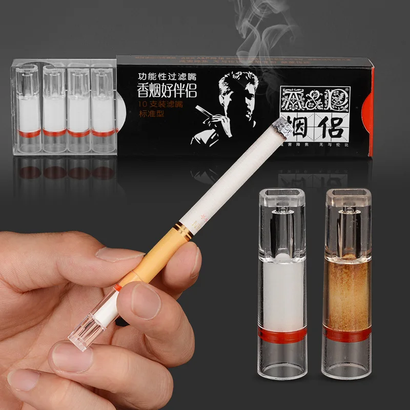 

10pcs Set Disposable Smoking Filter Pipe Tobacco Cigarettes Reduce Tar Filter Holder Cleaning Container Smoking Accessories