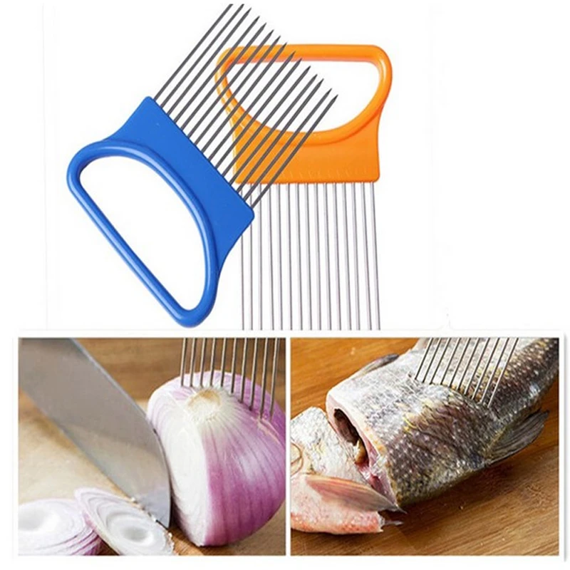 

Stainless steel onion cutter multi-function steel-plastic vegetable slicer tomato shredder metal meat needle kitchen accessories