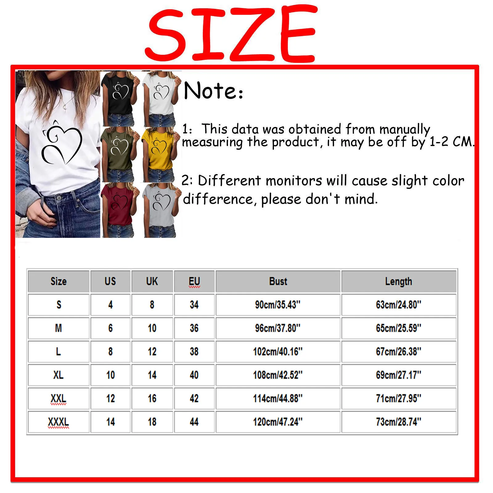 

Ladies Fashion Round Neck Pullover Short Sleeve Casual Heart Printed Simple T-shirt Love Print Female Leisure Summer T Shirt Top