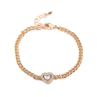 gold curb cuban link chain bracelet women cubic zircon heart charm bracelet for women fashion jewelry party accessories dropship