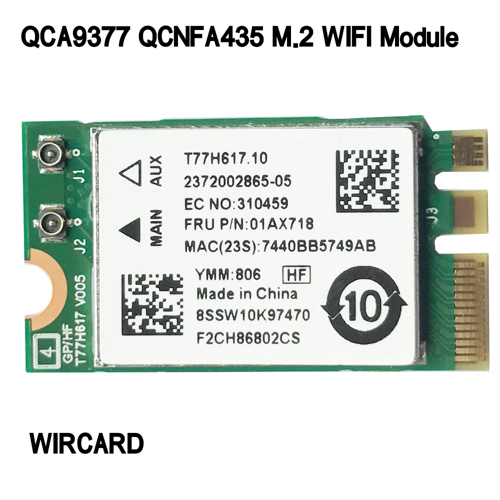 WIRCARD QCNFA435 QCA9377 двухдиапазонный модуль M.2 Wi Fi карта 802.11ac Bluetooth 4 1 для