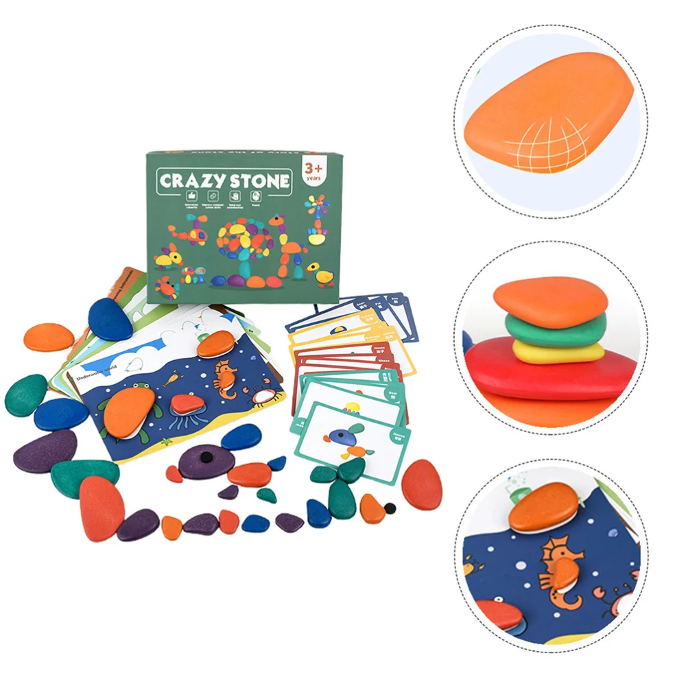 

Early Educational Toys Wooden Colorful Pebbles for Children (Assorted Color)