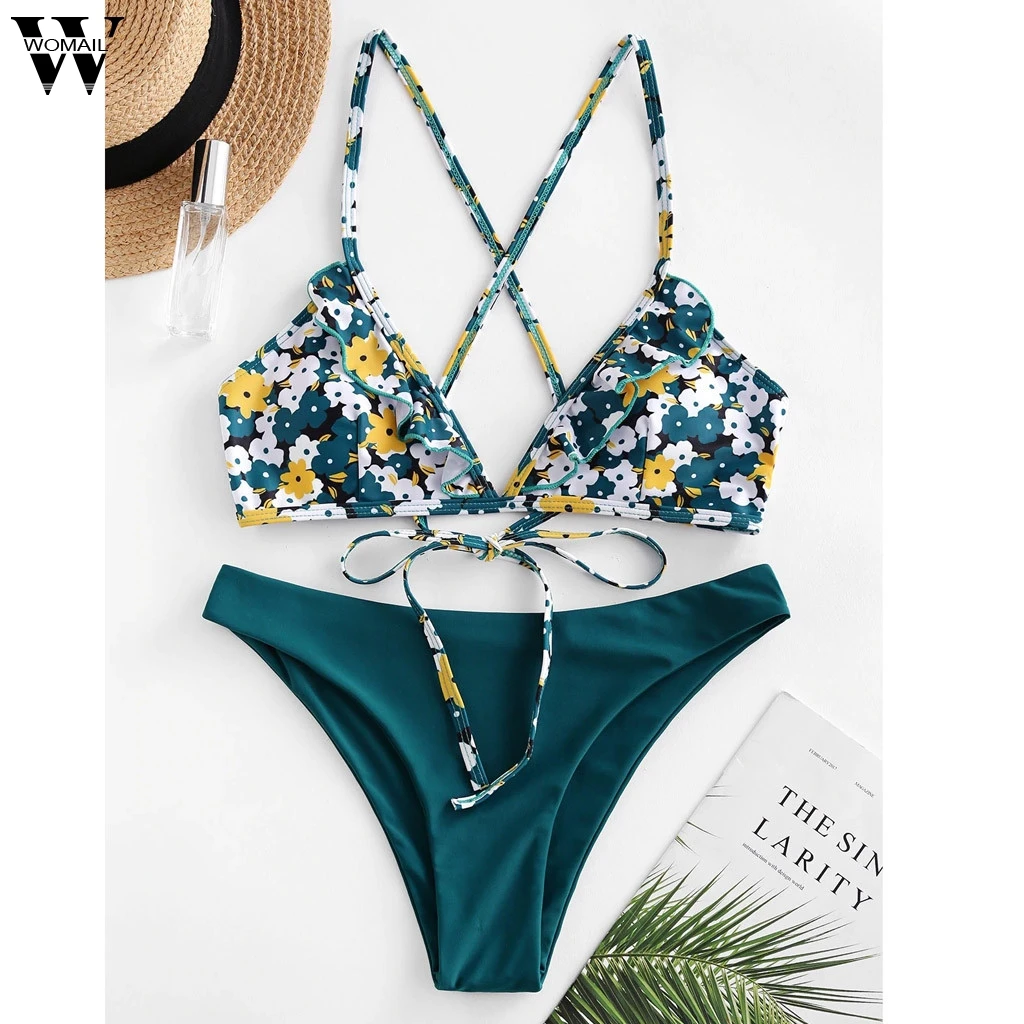 Сексуальные женские летние купальники бикини набор в форме листьев стиле бохо