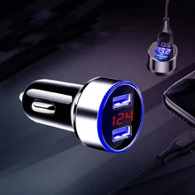 Cargador de coche USB Dual QC 3,0, adaptador de encendedor de cigarrillos, voltímetro LED para todo tipo de teléfonos móviles, carga inteligente Dual USB