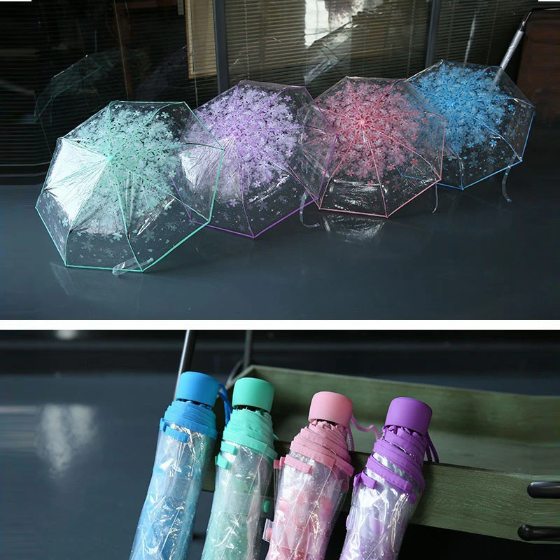 Прозрачный зонтик вишня в цвету гриб Аполлон Сакура 3 раза защита Детский штук #