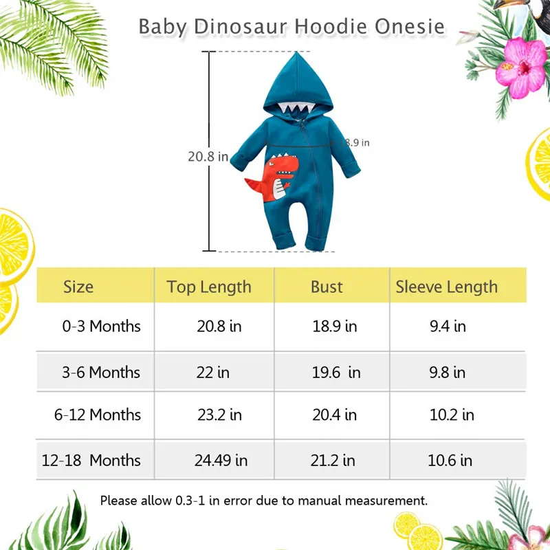 Детский комбинезон с капюшоном и рисунком динозавра для маленьких мальчиков