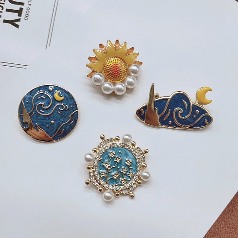 Ydgy антикварная эмалированная Цветная глазурь брошь в стиле барокко картина