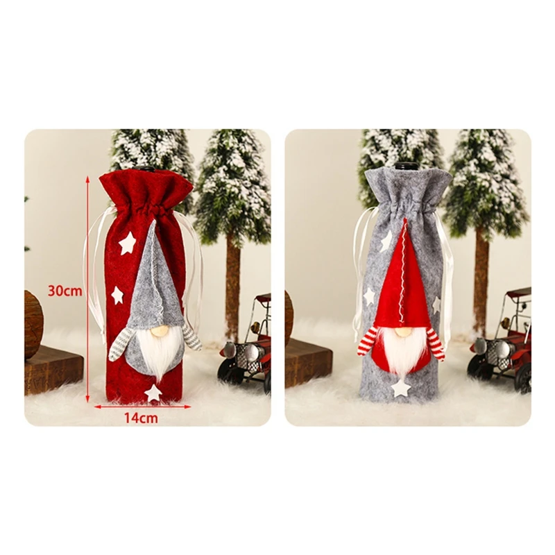 2 Pcs Cute Christmas Wine Bottle Cover Santa Claus Sweater For Holiday Party Table Home Decoration | Дом и сад