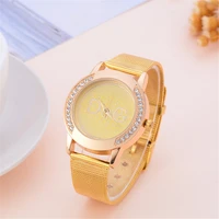 ladies luxury gold stainless steel mesh quartz watch 2021 europe and the united states latest fashion luxury style watch
