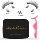 Средства для макияжа 3D Магнитный ложных Eyeashes ручной работы 4 кластеры ресницы удлинитель ресниц натуральный упаковка на заказ акриловая коробка