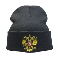 mens knitted hat embroidery russia emblem beanie womens knitted hats woman cap warm womens hats in winter 2022 caps male