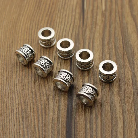 Бусины-разделители тибетского серебра 6 мм, 10 шт.