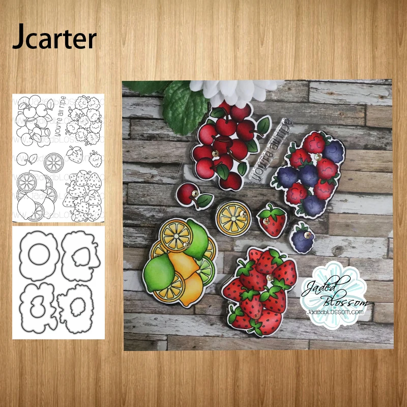 

2021 Fruits Lemon Strawberry Metal Cutting Dies and Clear Stamps Craft Stencil Scrapbooking Album Paper Make Template Decoration
