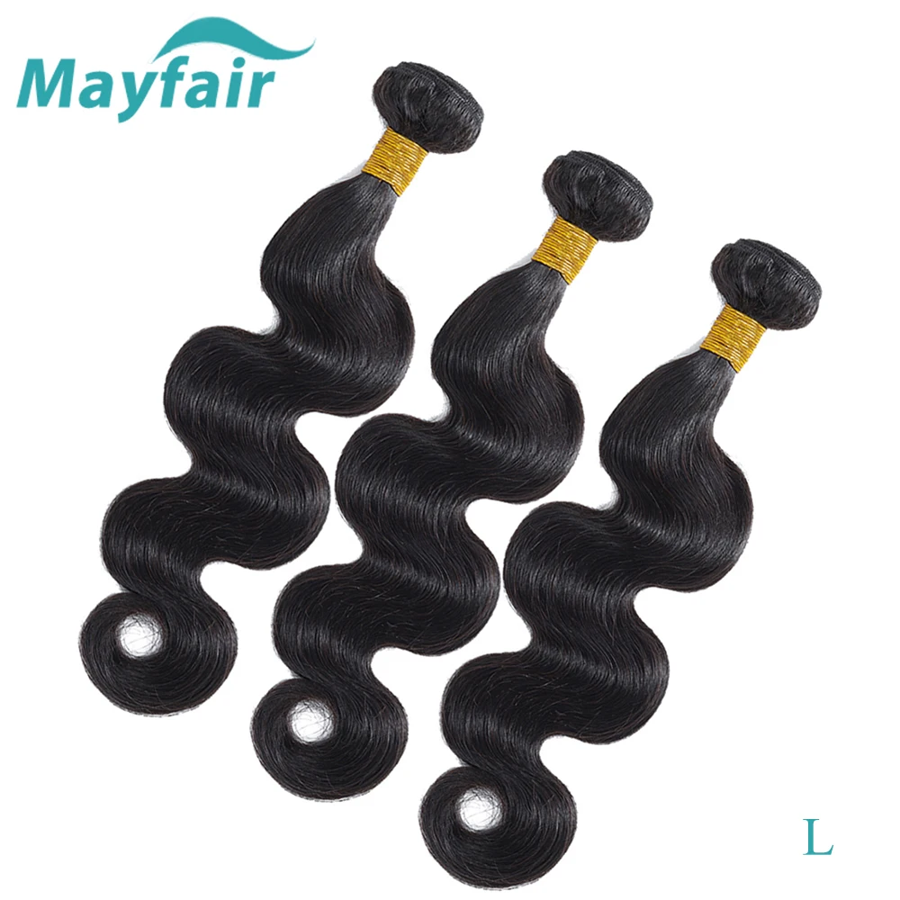 Mayfair перуанские волнистые волосы пучки натуральный цвет 100% человеческие 3/4 шт. L