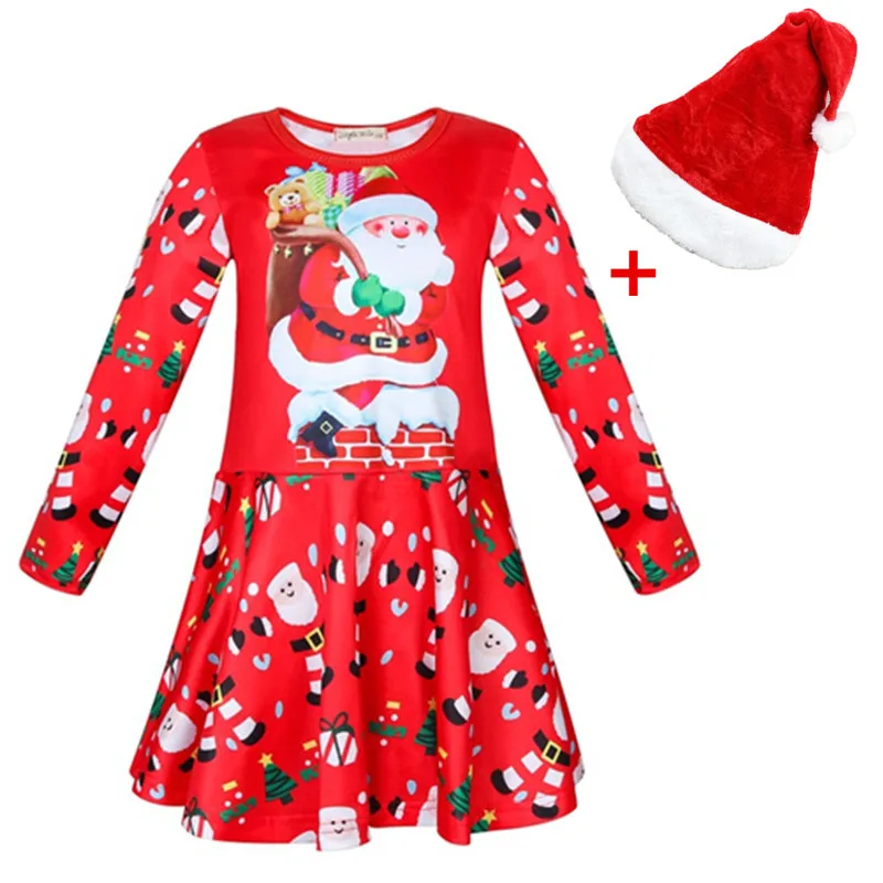 Платье Санта Клауса Новый рождественский костюм Санты для девочек новогодняя