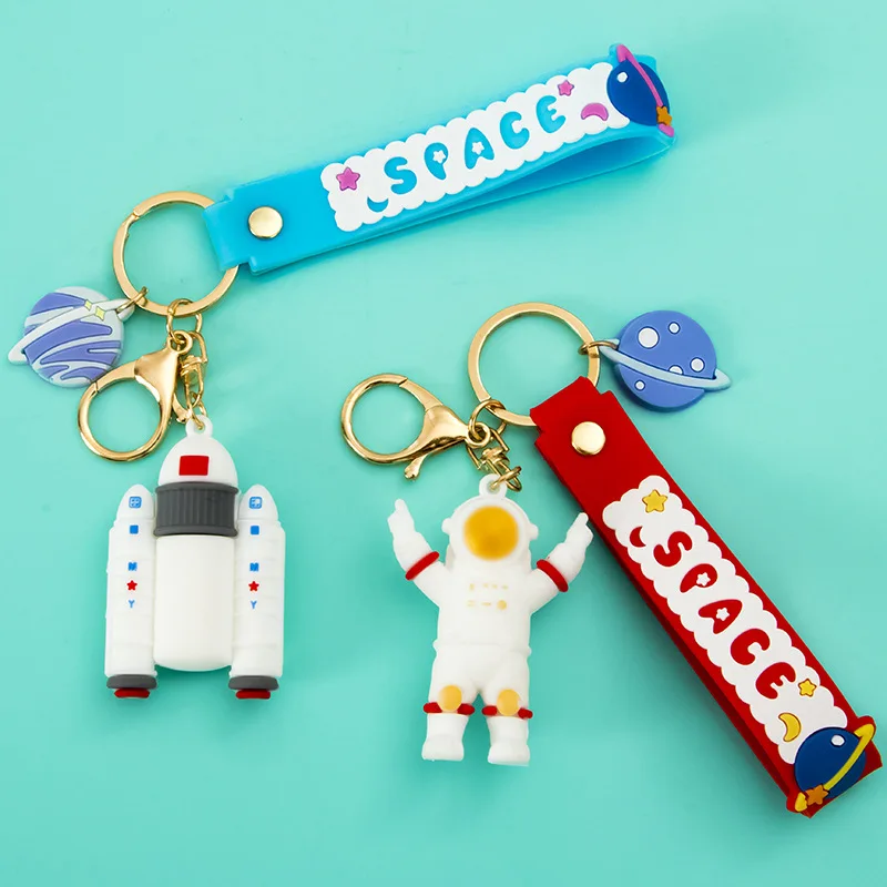 

New Style Key Ring Chinese Dream Astronaut Key Chain PVC Epoxy Rocket Doll Keychain Couple Car Pendant Keyring