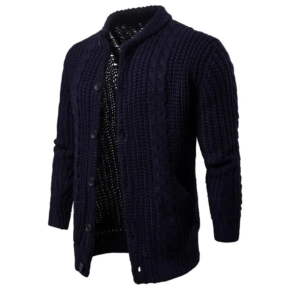 Мужской однотонный кардиган MOOWNUC повседневный приталенный ветрозащитный свитер
