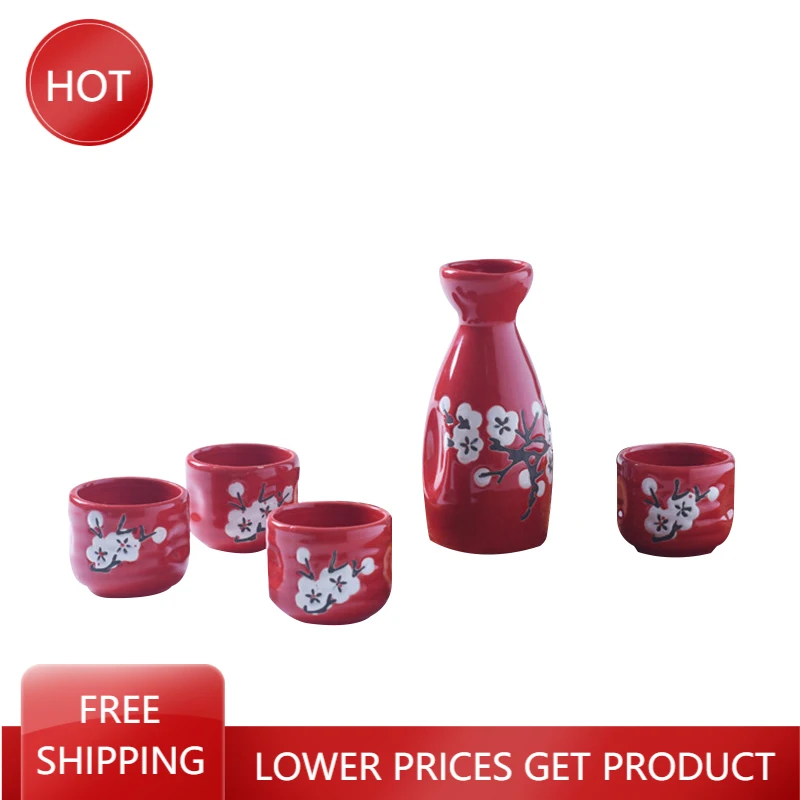 Japanese Sake Set Ceramic Bottle Engraved Flask Viski Drinking Glasses Set Aa50jt