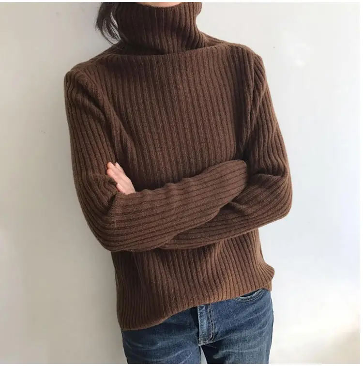 Autumn winter Knitted Sweater Women Fashion jumper 2019 Thick oversized loose knitted sweater female turtleneck pullover | Женская