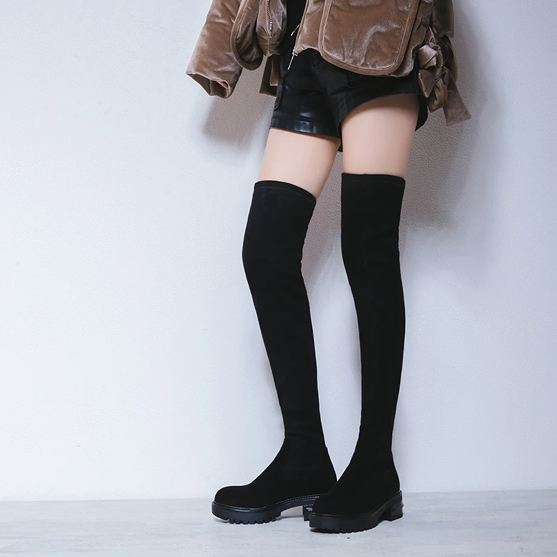 

Genuine Leather Women Over The Knee High Boots Winter Riding Boots Stretch Boots Party Shoes Woman size 41 42