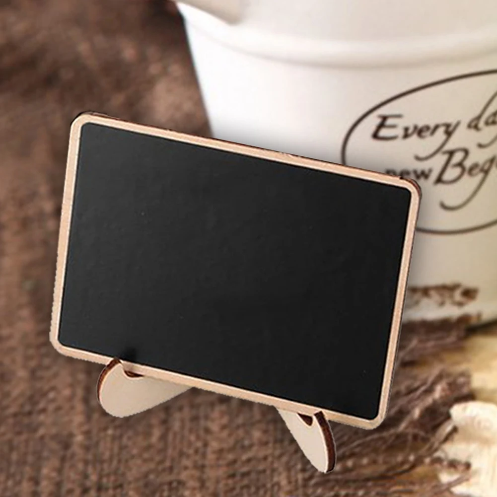 

10-Piece Mini Chalkboard Wood Blackboard Signs With Wooden Stand 2 Liquid Chalks 10-Piece Black Sticker