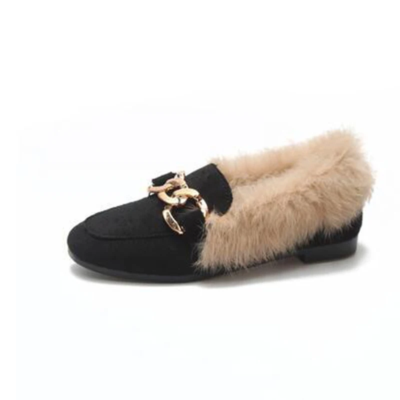 Лидер продаж 2020 бархатные Лоферы для девочек зимние теплые детские меховые