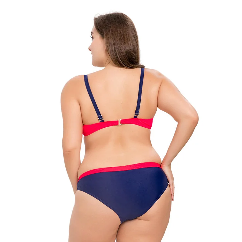 

Euramerican express Amazon large bikini plus fat women's split bikini sexy backless solid color swimsuit