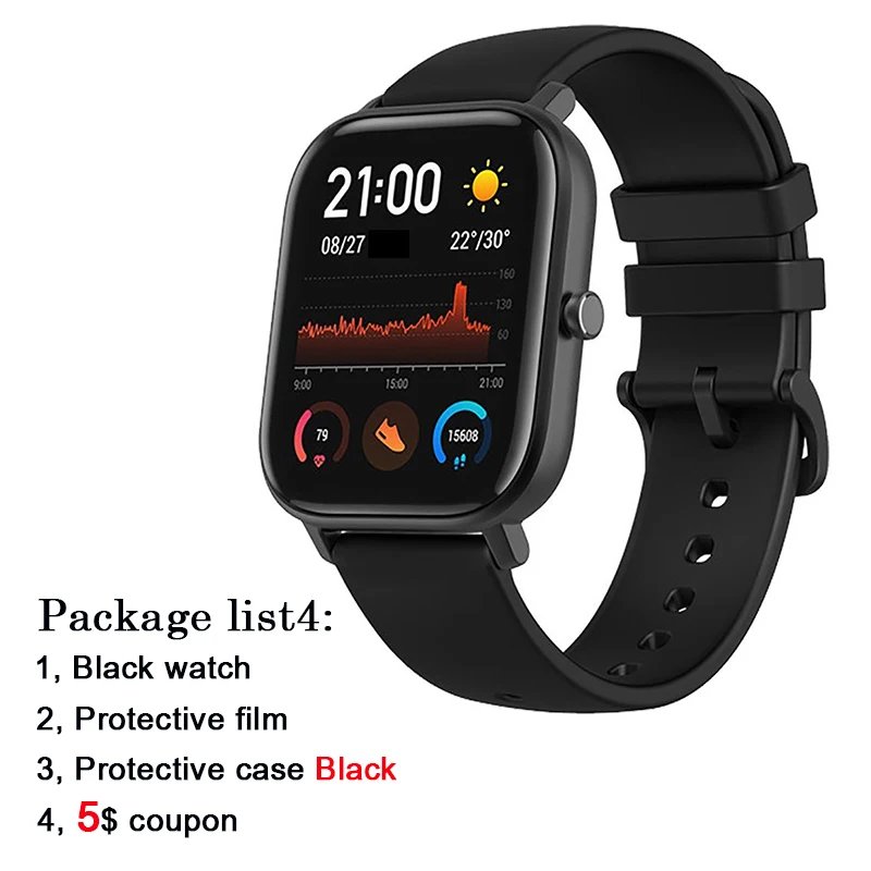 Package list4 Глобальная версия Amazfit GTS мужские Смарт-часы 1,6" retina дисплей водонепроницаемые Смарт-часы 14 дней батарея управление музыкой черный Firday - Цвет: Package list4