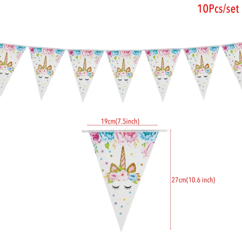 Unicorn 1st Birthday Paper Banners Happy Party Decorations Kids Hanging Garland Flag Baby Shower Supplies | Дом и сад