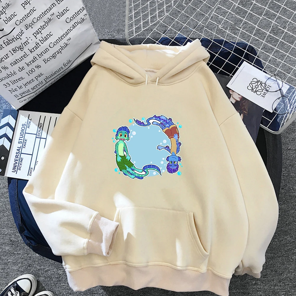 

New Spring Autumn Hooded Sweatshirt Women Luca Pixar Disney Hoodie Cartoon Casual Clothes Hooded Pullover Warm Coat Kawaii Femme