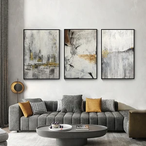 Fashion Pop Abstract Wall Art Black Gold Hand painted Oil Painting On Canvas Art Nordic Texture Oil Painting for Home Decoration