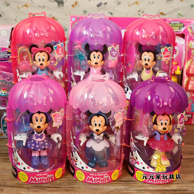 

Disney Mickey Mouse Christmas Gift Cute Minnie Dress Up Doll Kawaii Kids Toys Anime Figure Movable Play House 16cm Pvc model