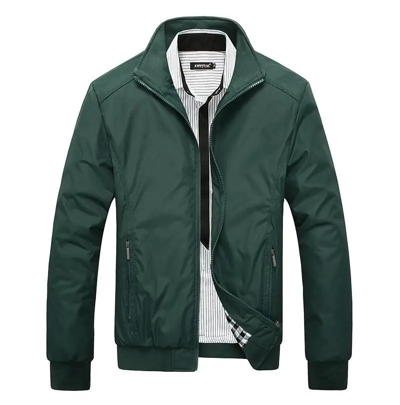 

ZOGAA Autumn Mens Solid Jackets Stand Collar Casual Business Zipper Coats Breathable Slim Windbreaker Man Overcoats Big Size 5XL