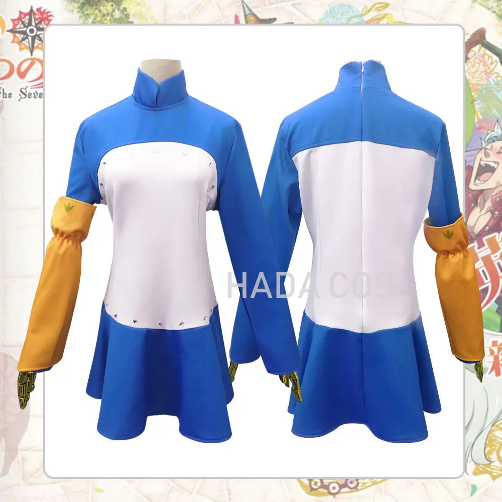 Женский костюм Элизабет лионес длинный зеленый парик из аниме Семь смертных