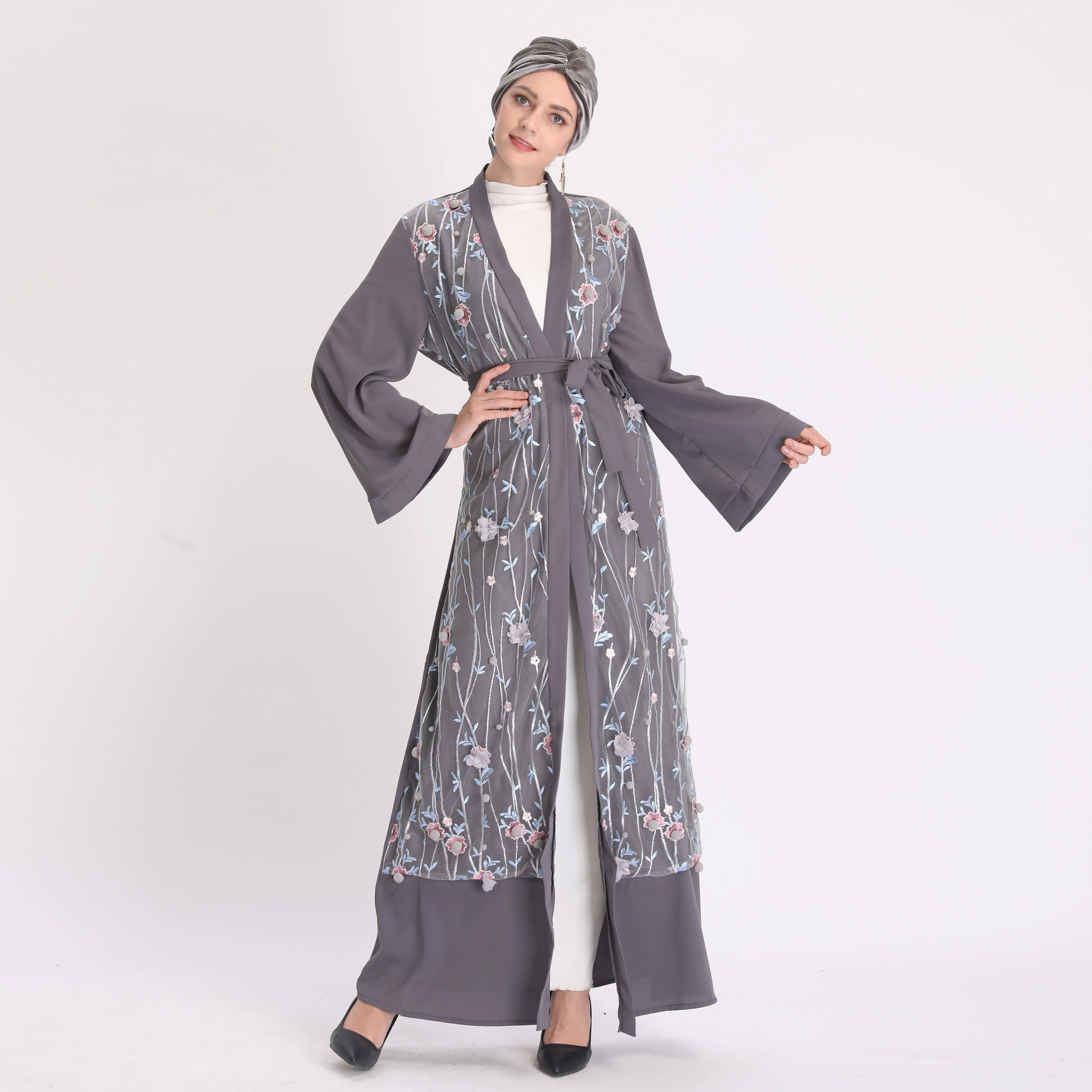 

Мусульманское платье с вышивкой Abaya Mubarak Niqab кардиган кимоно длинное платье туника Jubah Ближний Восток Рамадан ИД Арабский исламский