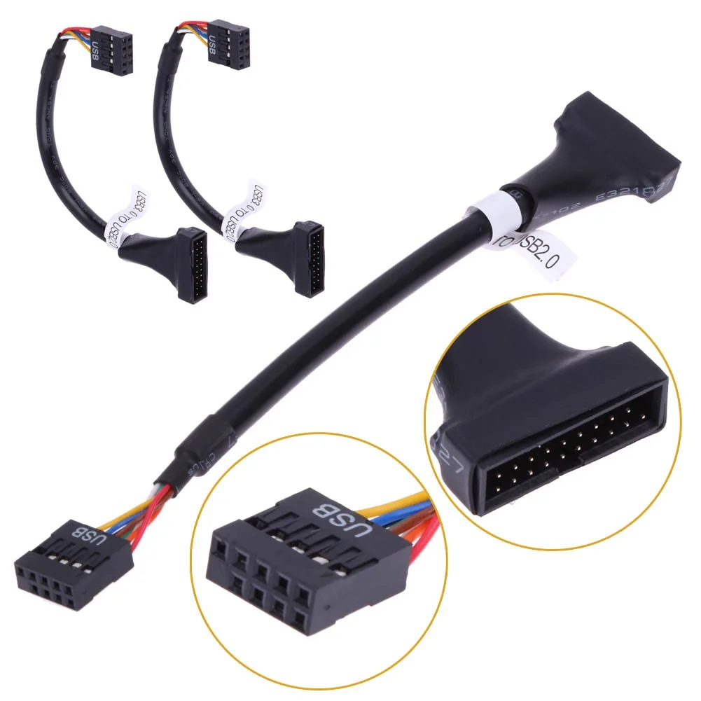 USB 3 0 20 Pin папа к 2 9 Материнская плата Женский кабель для передачи данных провод cd